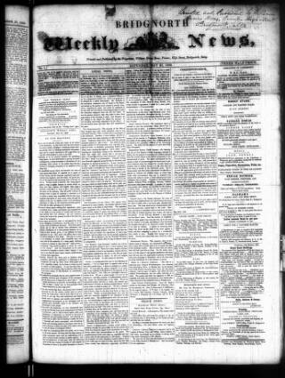 cover page of Bridgnorth Weekly News published on May 31, 1856