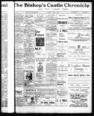 cover page of Bishop's Castle Chronicle & Clun Valley Times published on April 1, 1911