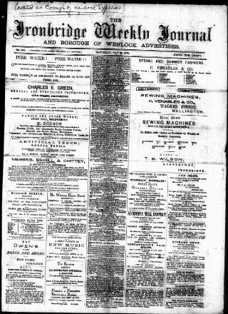 cover page of Ironbridge Weekly Journal and Borough of Wenlock Advertiser published on May 22, 1875