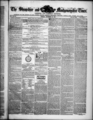 cover page of Shropshire and Montgomeryshire Times published on November 29, 1864