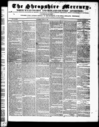 cover page of Shropshire Mercury published on June 27, 1840