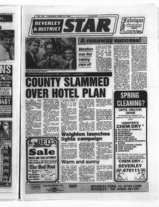 cover page of Beverley & District Star published on April 21, 1988