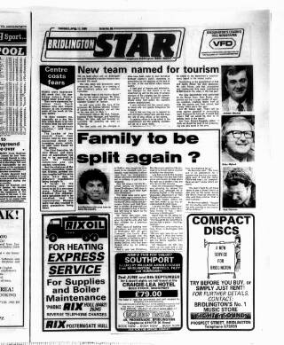 cover page of Bridlington Star published on April 17, 1986