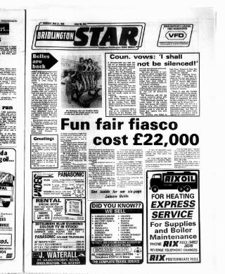 cover page of Bridlington Star published on May 22, 1986