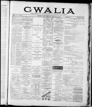 cover page of Gwalia published on December 15, 1886