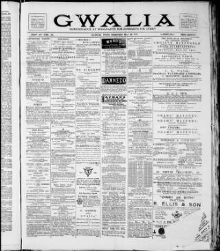 cover page of Gwalia published on May 22, 1889