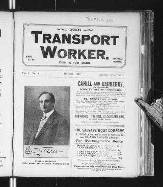 cover page of Transport Worker published on March 1, 1912