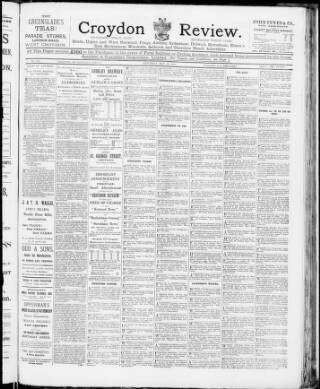 cover page of Croydon Review and Railway Time Table published on May 28, 1892
