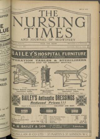 cover page of Nursing Times published on May 22, 1915