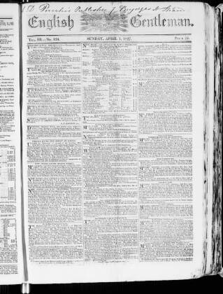 cover page of English Gentleman published on April 1, 1827