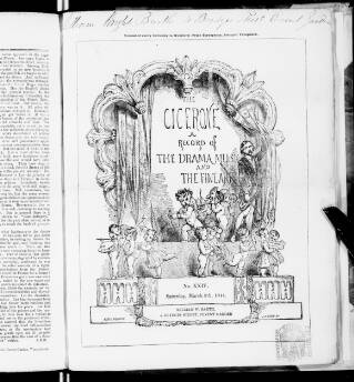 cover page of Cicerone and Record of the Drama, Music and the Fine Arts published on March 9, 1844