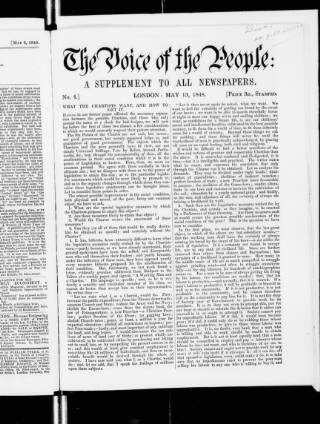 cover page of Voice of the People 1848 published on May 13, 1848