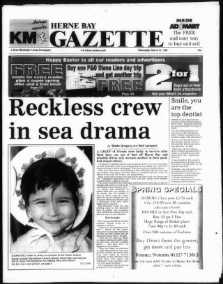 cover page of Herne Bay Gazette published on April 1, 1999