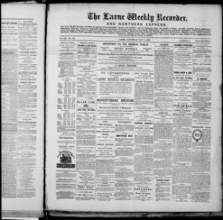 cover page of Larne Weekly Recorder & Northern Express published on May 5, 1883