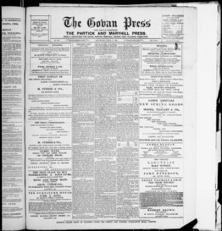 cover page of Govan Press and Weekly Advertiser for Govan & Kinning Park published on April 9, 1892