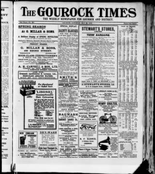 cover page of Gourock Times published on May 22, 1920