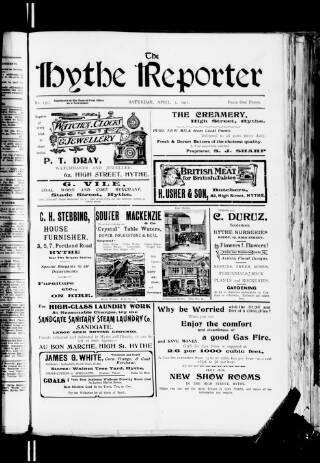 cover page of Hythe Reporter published on April 1, 1911