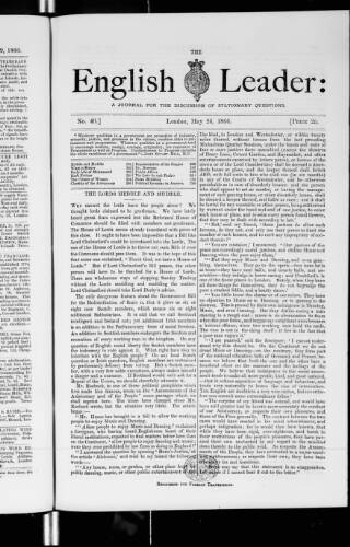 cover page of English Leader published on May 26, 1866