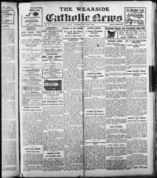 cover page of Wearside Catholic News published on May 22, 1920