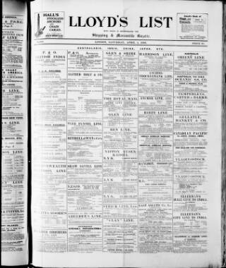 cover page of Lloyd's List published on April 1, 1916
