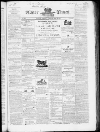 cover page of Ulster Times published on May 22, 1838