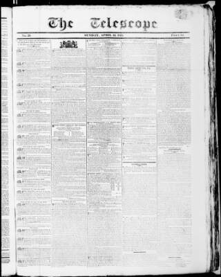 cover page of Telescope published on April 24, 1825