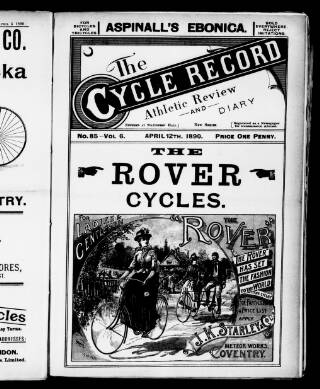 cover page of Cycle Record published on April 12, 1890