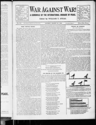 cover page of War Against War published on March 31, 1899