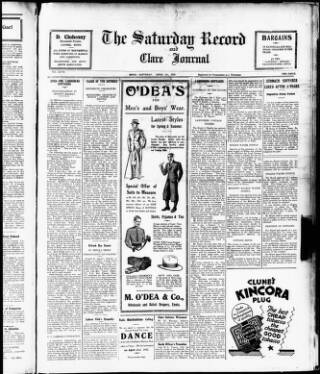 cover page of Saturday Record (Ennis) published on April 1, 1933