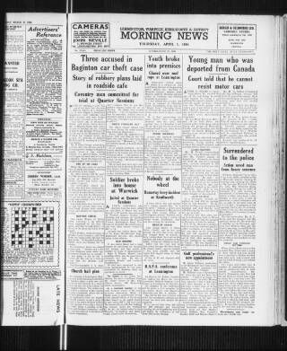 cover page of Leamington, Warwick, Kenilworth & District Daily Circular published on April 1, 1954