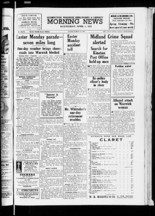 cover page of Leamington, Warwick, Kenilworth & District Daily Circular published on April 1, 1959
