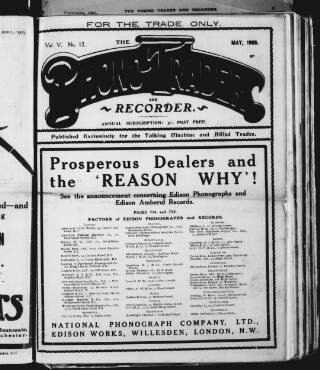 cover page of Phono Trader and Recorder published on May 1, 1909