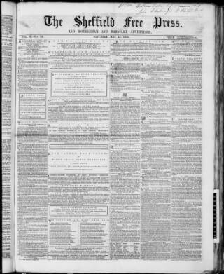 cover page of Sheffield Free Press published on May 22, 1852