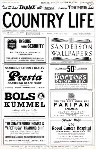 cover page of Country Life published on June 13, 1936