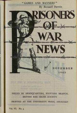 cover page of Prisoners of War News published on November 1, 1943