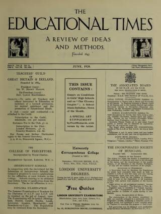 cover page of Educational Times published on June 1, 1920