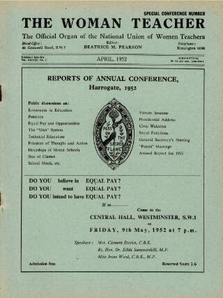 cover page of Woman Teacher published on April 1, 1952