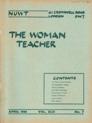 cover page of Woman Teacher published on April 1, 1961