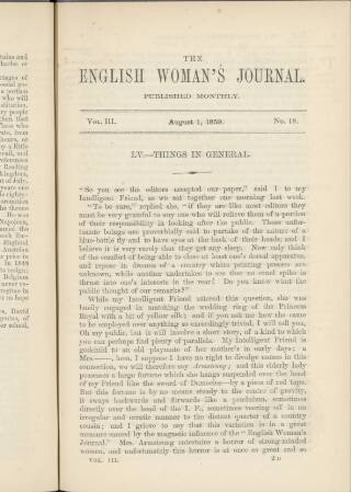 cover page of English Woman's Journal published on August 1, 1859