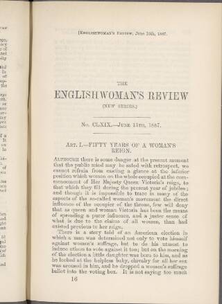 cover page of Englishwoman's Review published on June 15, 1887