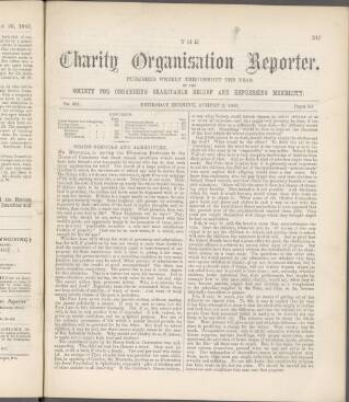 cover page of Charity Organisation Reporter published on August 2, 1883