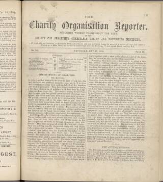 cover page of Charity Organisation Reporter published on May 17, 1884