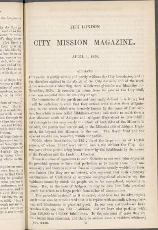 cover page of London City Mission Magazine published on April 1, 1858