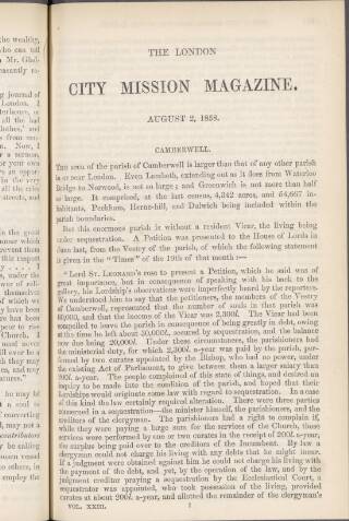 cover page of London City Mission Magazine published on August 2, 1858