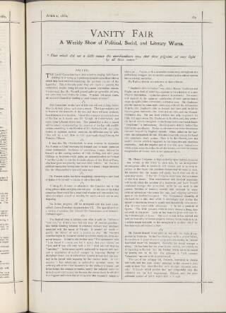 cover page of Vanity Fair published on April 1, 1882