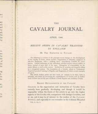cover page of Cavalry Journal published on April 1, 1906