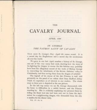 cover page of Cavalry Journal published on April 1, 1909