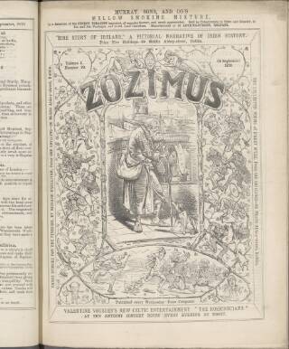 cover page of Zozimus published on September 28, 1870