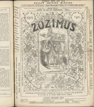 cover page of Zozimus published on August 26, 1871