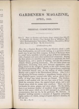 cover page of Gardener's Magazine published on April 1, 1835